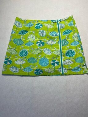 Lilly Pulitzer Vintage White Label Beach Umbrella Print Skort Size 8 Preppy